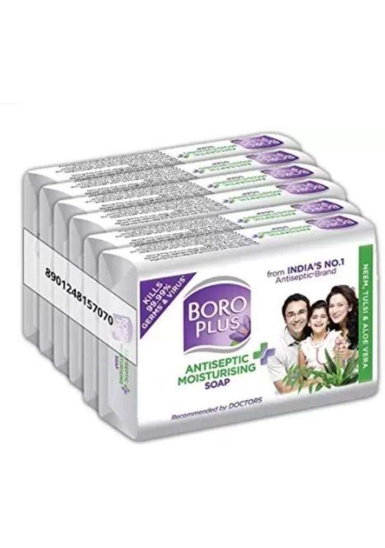 Boroplus Antiseptic + Moisturising Soap - Neem, Tulsi & Aloe Vera 6X125G Pack Of 6 (6 X 125 G) - Indya