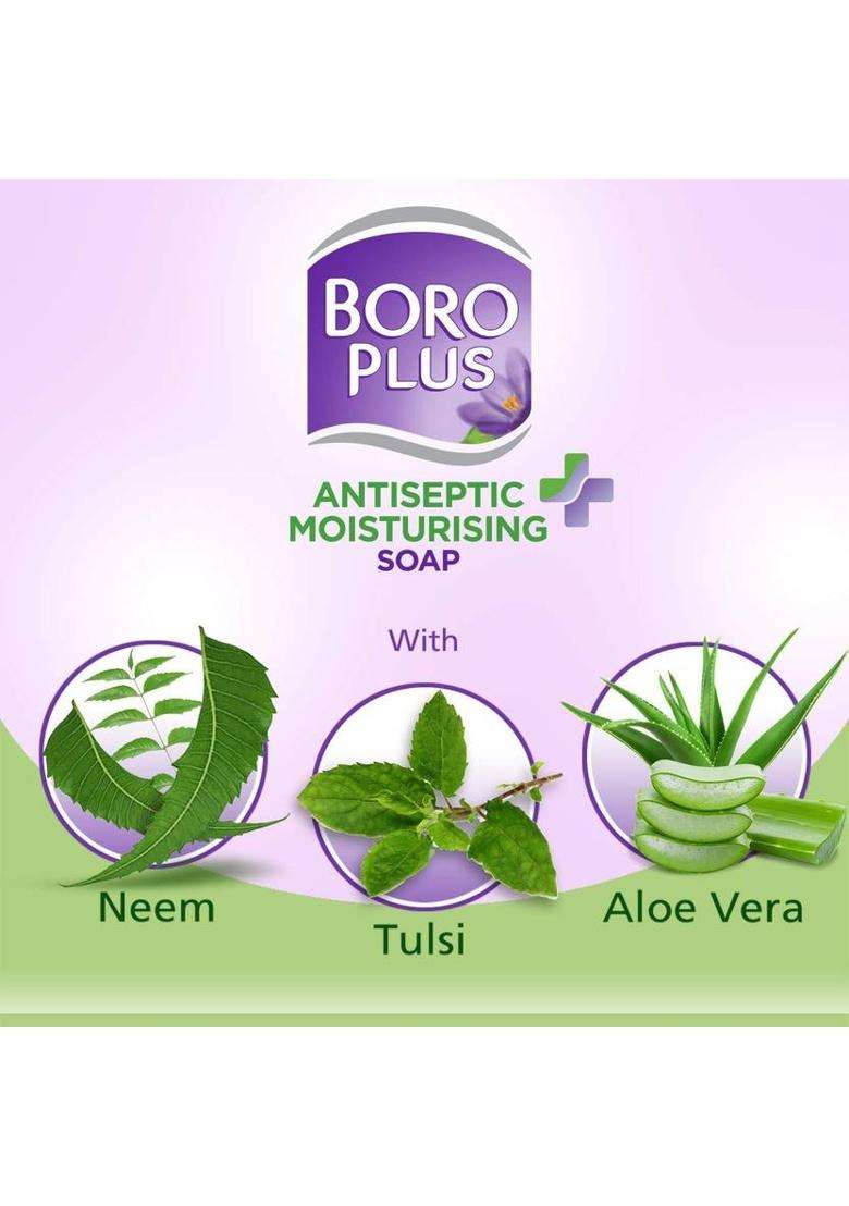 Boroplus Antiseptic + Moisturising Soap - Neem, Tulsi & Aloe Vera 6X125G Pack Of 6 (6 X 125 G) - Indya