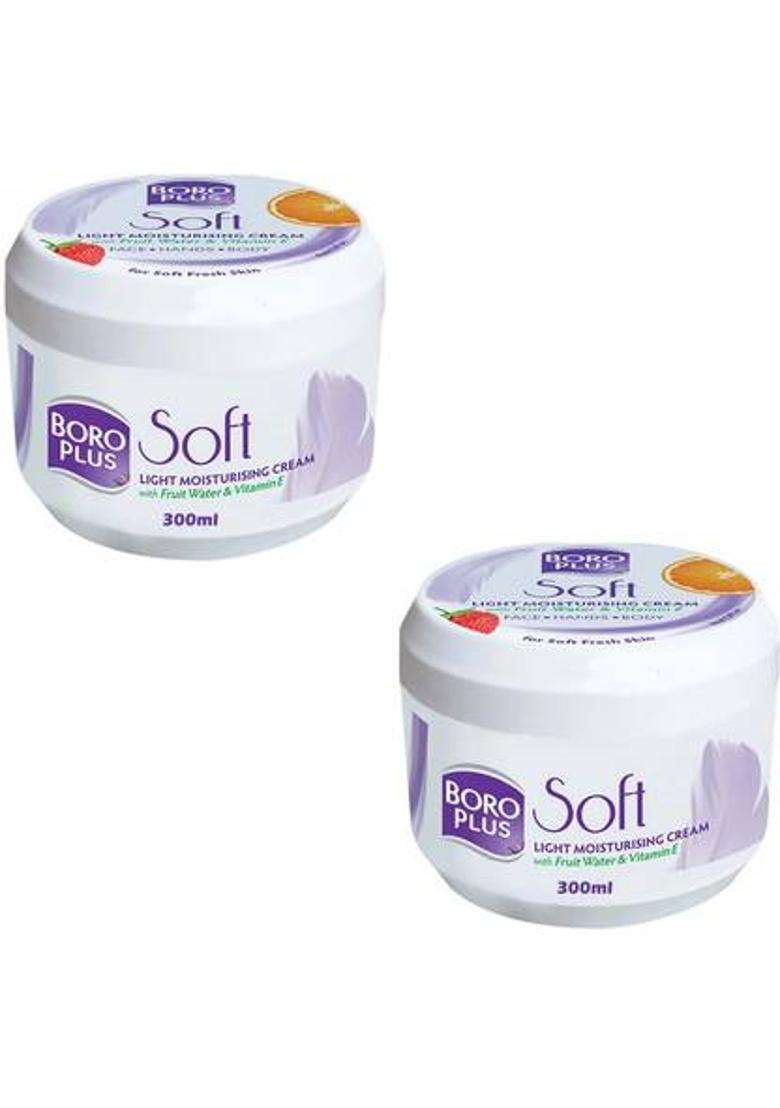 Boroplus Soft Light Moisturising Cream Vitamin E For Fresh Skin Pack Of - 300Ml X 2 (600 Ml) - Indya