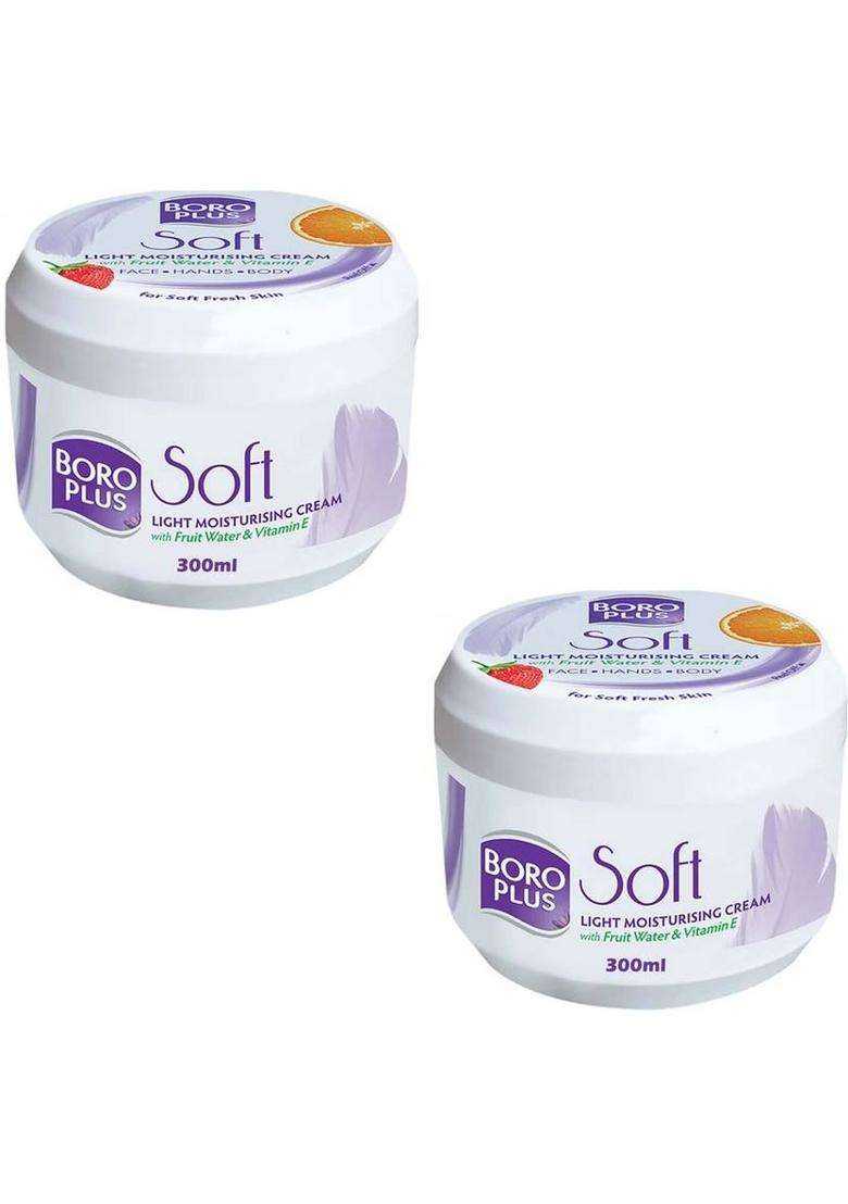Boroplus Soft Light Moisturising Cream Vitamin E For Fresh Skin Pack Of - 300Ml X 2 (600 Ml) - Indya