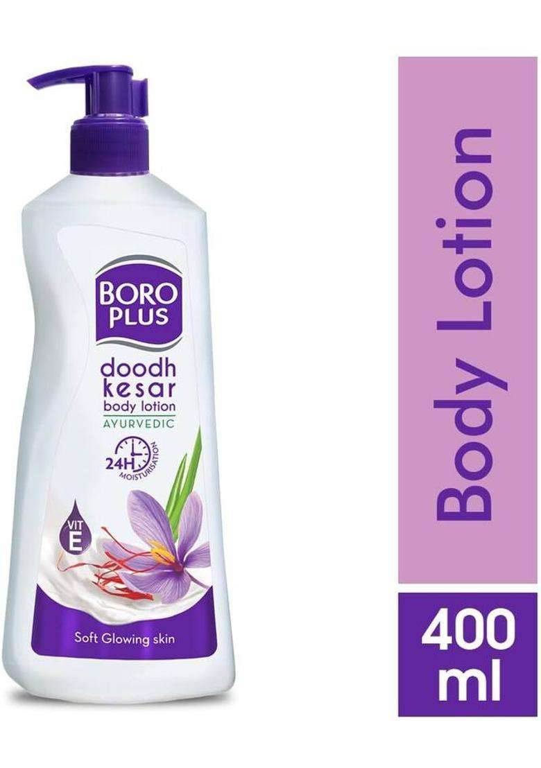 Boroplus Provides 24Hrs Moisturisation 100% Ayurvedic Doodh Kesar Body Lotion, 400Ml (400 Ml) - Indya