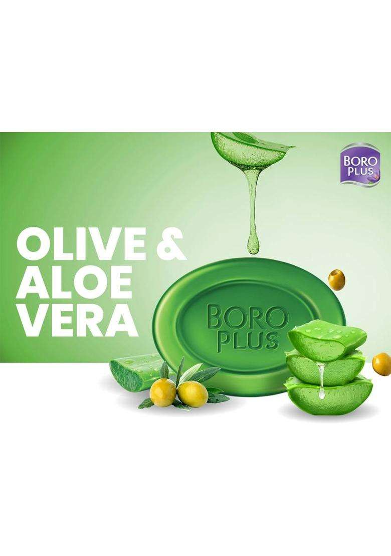 Boroplus Glycerine Bathing Bar With Olive & Aloe Vera | For Soft Skin Each (4 X 156.25 G) - Indya