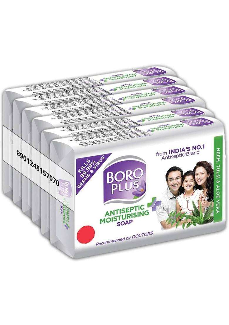 Boroplus Antiseptic And Moisturising Soap With Aloe Vera Neem & Tulsi 125G (Pack Of 6) (6 X 125 G) - Indya