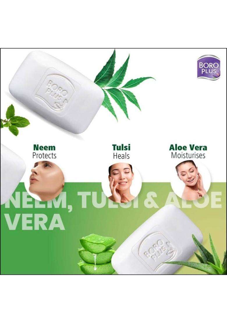 Boroplus Antiseptic And Moisturising Soap With Aloe Vera Neem & Tulsi 125G (Pack Of 6) (6 X 125 G) - Indya