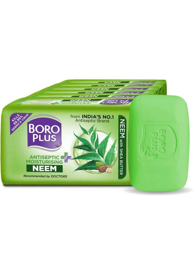 Boroplus Antiseptic And Moisturising Bathing Neem Soap With & Shea Butter| 125G Each (6 X 125 G) - Indya