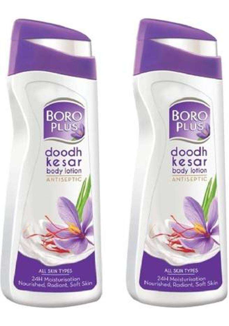 Boroplus Body Lotion Doodh Kesar 24 Hrs. Moisturizing Lotion, Antiseptic For Soft Skin 300Ml X 2 (600 Ml) - Indya