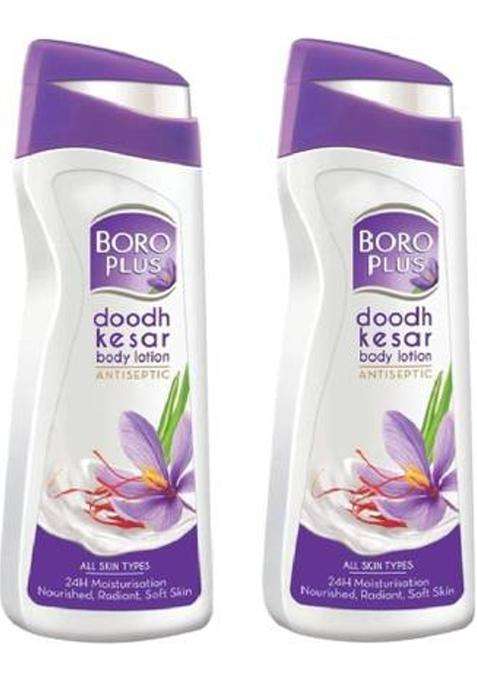 Boroplus Body Lotion Doodh Kesar 24 Hrs. Moisturizing Lotion, Antiseptic For Soft Skin 300Ml X 2 (600 Ml)