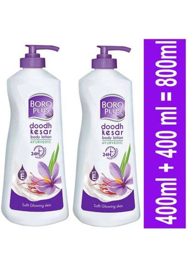 Boroplus Ayurvedic Dhoodh Kesar Body Lotion Pack Of 2 (800 Ml) - Indya