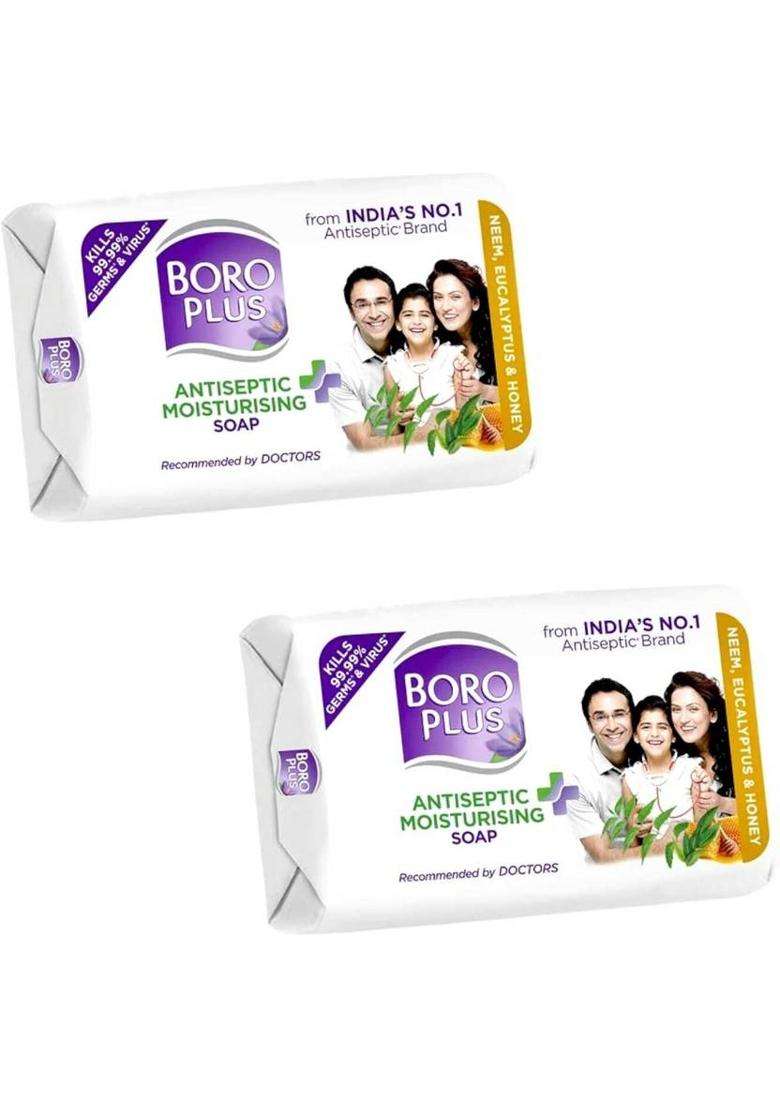 Boroplus Antiseptic + Moisturing Soap With Neem, Eucalyptus & Honey 125G X 2 (2 125 G) - Indya