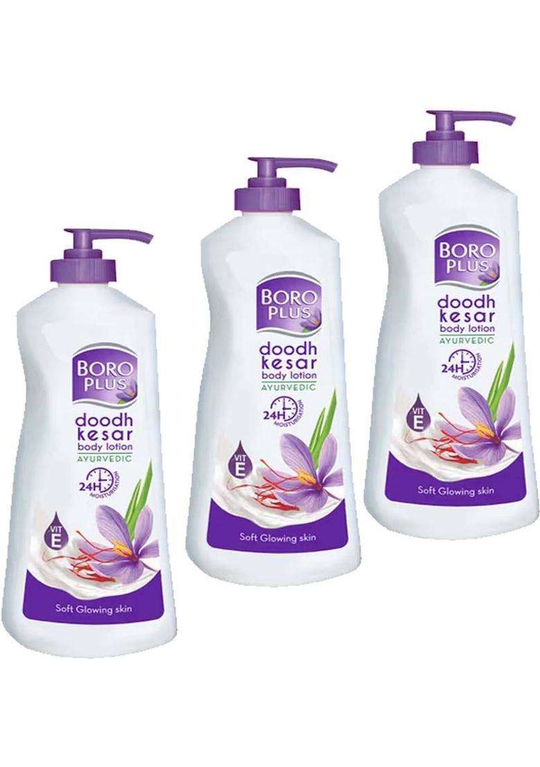 Boroplus Doodh Kesar Lotion For Skin Moisturzing & Nourish Pack Of - 300Ml X 3 (900 Ml) - Indya