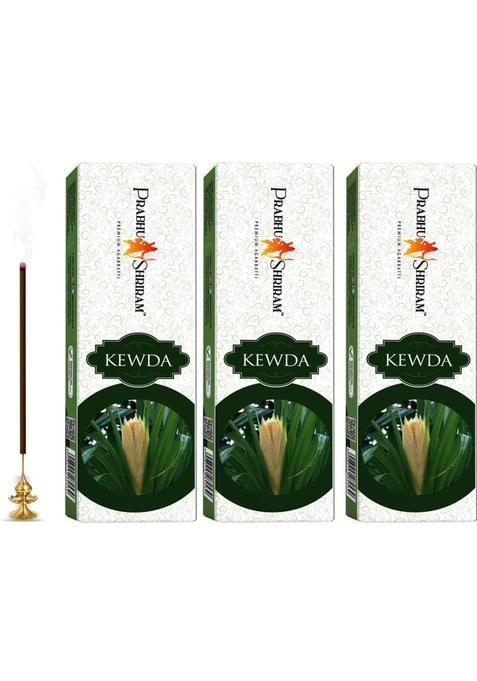 Jpsr Kewda Incense Sticks 100% Charcoal Free Low Smoke Agarbatti120 Sticks Set Of-3 Flower Fragrance (40 Units Of 3)