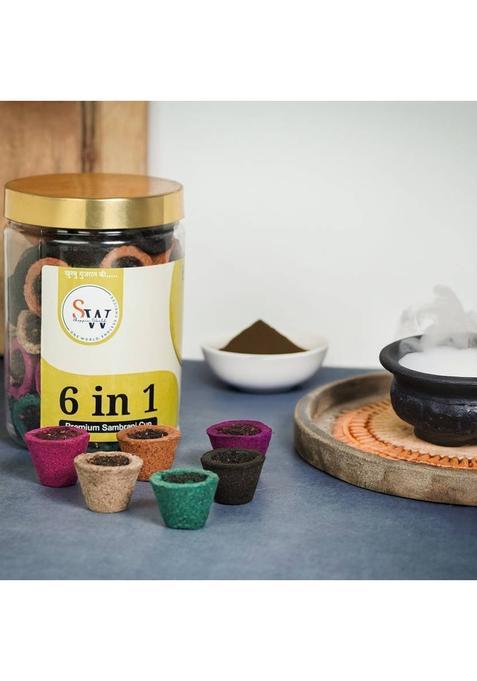 Shoppix World 6 In 1 Sambrani Dhoop Cups For Pooja Chandan, Mogra, Guggal, Kasturi, Loban, Rose (40 Units, Set Of 1)