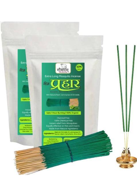 Gaumayam Neem Agarbatti Prahar 220 Mosquito Repellent Sticks Extralong Natural Neem,Citronella & Lemongrass (220 Units, Set Of 4)