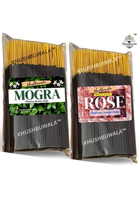 Khushbuwala Premium Agarbatti Incense Sticks Long-Lasting & Divine Fragrance For Mogra Rose (400 G Set Of 2)
