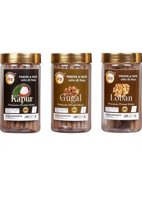 Shreshtha Premium Kapur, Gugal, Loban Dry Dhoop Sticks Loban, Gugal (600 G, Set Of 3)