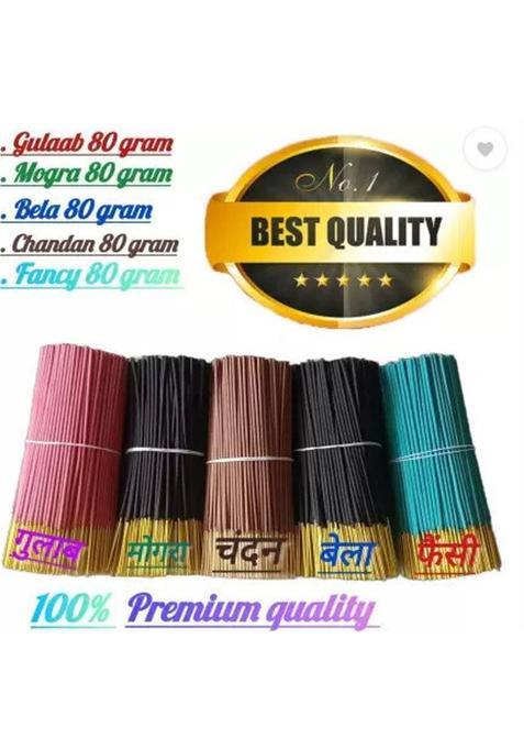 Rajtilak Agarbatti Super Trendy Incense Stick Mix Rose Mogra Chandan Rajnigandha RoseMogra (400 Units Set Of 5)