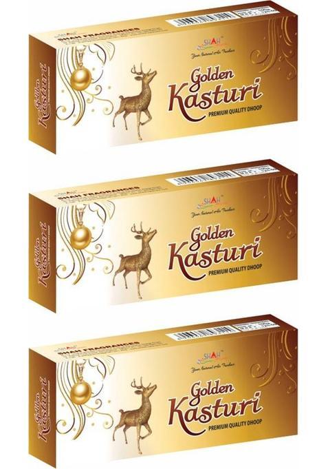 Shah Fragrances Golden Kasturi Premium Dhoop Sticks Box (Pack Of 3)(100 Grams*3 Packs) (300 G, Set 3)