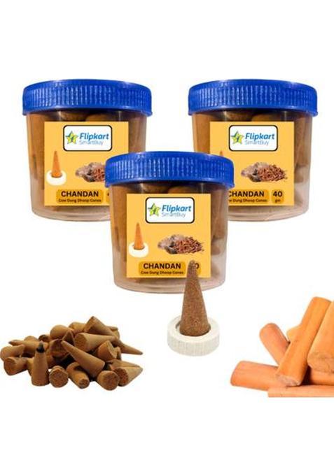 Flipkart Smartbuy Chandan Herbal Dhoop Incense 120 Gm Organic Sticks Charcoal Free Cow Dung Stick, Sandalwood (120 G, Set Of 1)