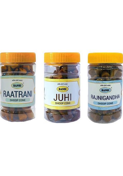 Bansi Premium Puja Dhoop Cones - Rajnigandha, Juhi, Raatrani (125G) (125 G, Set Of 3)