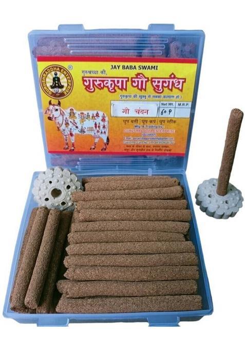Gurushraddha Gau Chandan Cow Dung Dhoop Sticks Organic Ecofriendly Natural (150 Sticks) Herbal Batti Sandal Fragrance (60 Units, Set Of 1)