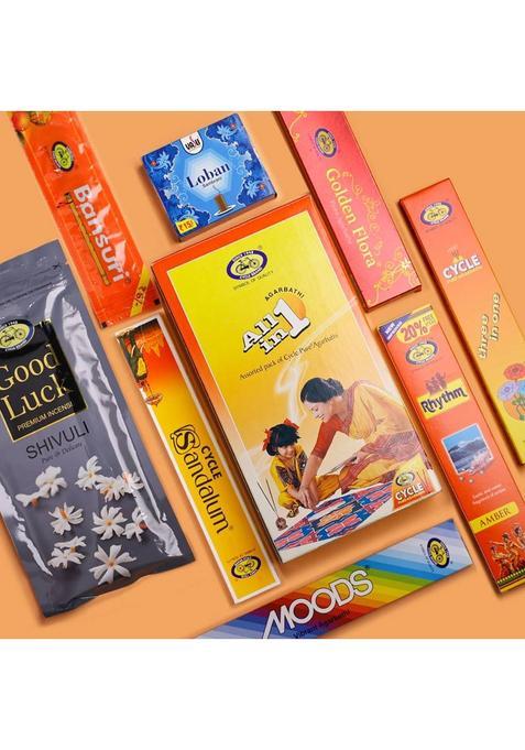 Cycle Pure All In One Assorted Incense Sticks - Floral Natural Earthy Fresh Sandal Herbal Woody Fragrance (173 Units Set Of 1)
