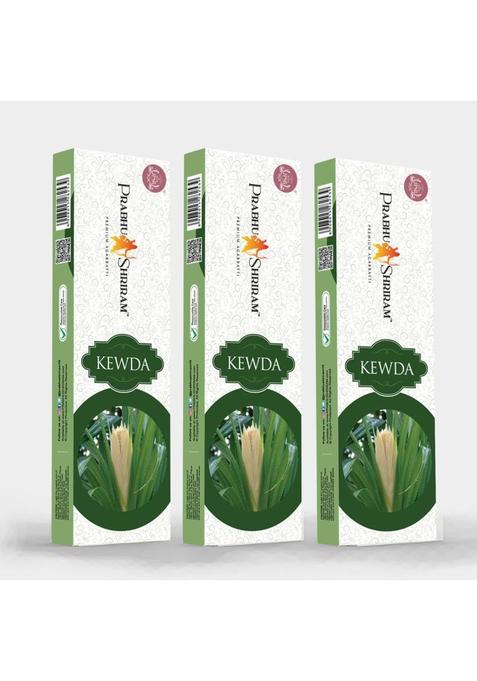 Prabhu Shriram Kewada Incense Sticks 100% Charcoal Free Agarbatti180Gm Pack Of-3 Agarbatti Nature Inspired Fragrance Premium Designer Perfumes (40 Units Set Of 3)