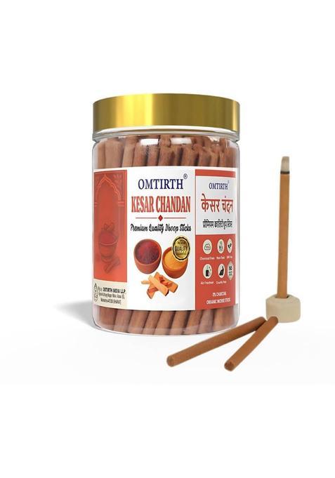 Omtirth Kesar Chandan Premium Bambooless Dhoop Sticks 100 Gm Jar | (33 Units, Set Of 1)