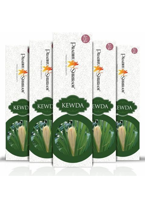 Prabhu Shriram Kewada Incense Sticks 100% Charcoal Free Agarbatti300Gm Pack Of-5 Agarbatti Nature Inspired Fragrance (40 Units Set Of 5)