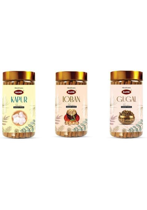 Bansi Gugal, Loban & Kapur Dhoop Sticks - Remarkable Fragrance (100G) Guggal, Camphor, (300 G, Set Of 3)