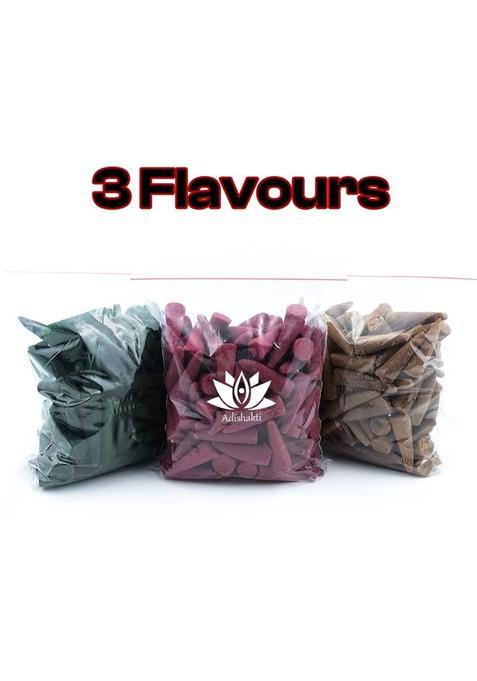 Adishakti Multi Fragrance Dhoop Cone Combo Chandan Rose Mogra 390Gm (Pack Of 3) Rose Sandal (390 Units Set 1)