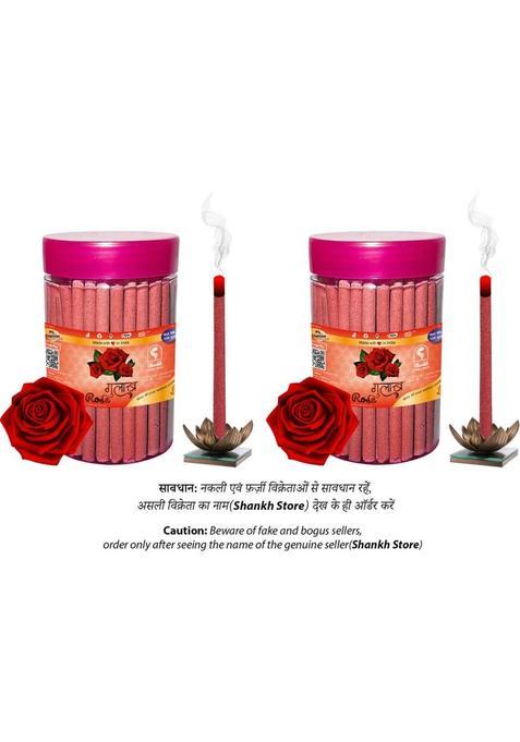 Shankh Rose Dhoop Stick (Incense Stick) Pack Of 200 Gram (100 + 100) Fragrance (200 G, Set 1)