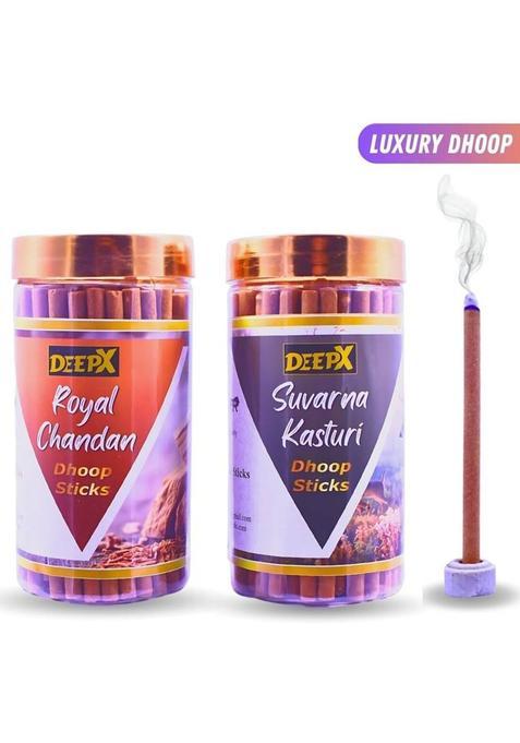 Deepx Royal Chandan & Suvarna Kasturi Dhoop Sticks Premium Dry Sticks With Fragrance (200 G Set Of 2)