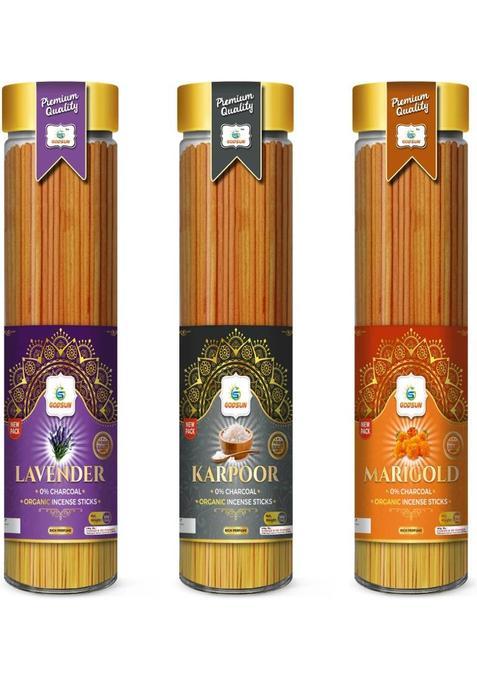 Godsun Premium Lavender Kapoor Marigold Agarbatti Jar (3 100)300Gm. 3 Different Fragrances Incense Sticks (300 G Set Of 1)