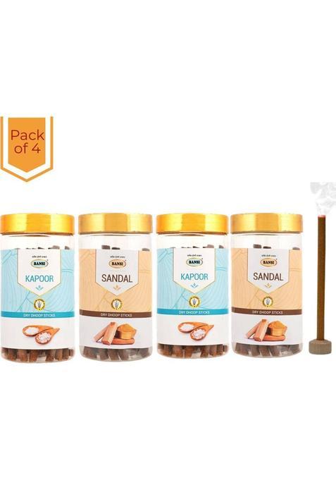 Bansi Sandal & Kapoor Premium Dry Dhoop Sticks For Puja Bliss (100G) Chandan Camphor (100 G Set Of 4)