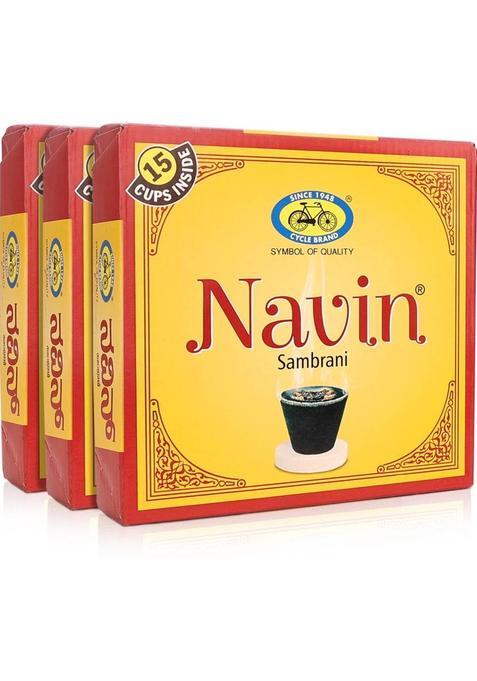Cycle Navin Cup Sambrani (Dhoop/Loban/Guggal) For Daily Puja & Havan/Homa With Benzoin Fragrance (15 Units Set Of 3)