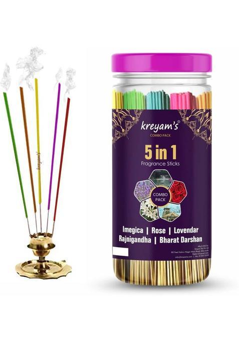 Kreyam'S Luxurious Incense Stick Collection For Negative Energy Remover Agarbatti Imegica, Rose, Lavender, Rajnigandha, Bharat Darsan Pooja Items (225 Units, Set Of 1)