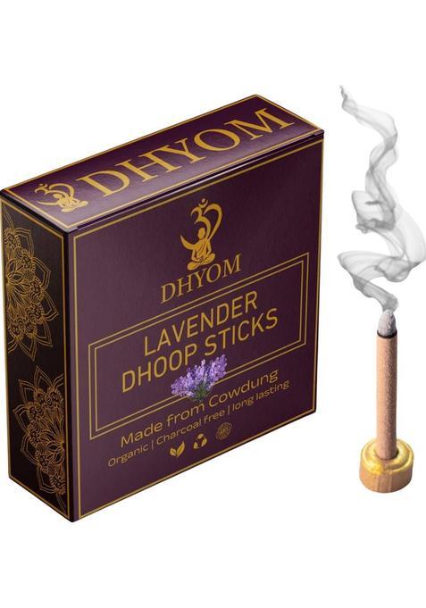 Dhyom Lavender Dhoop Sticks 100%- Natural Incense Cow Dung & Herbs 50 (50 Units Set Of 1)