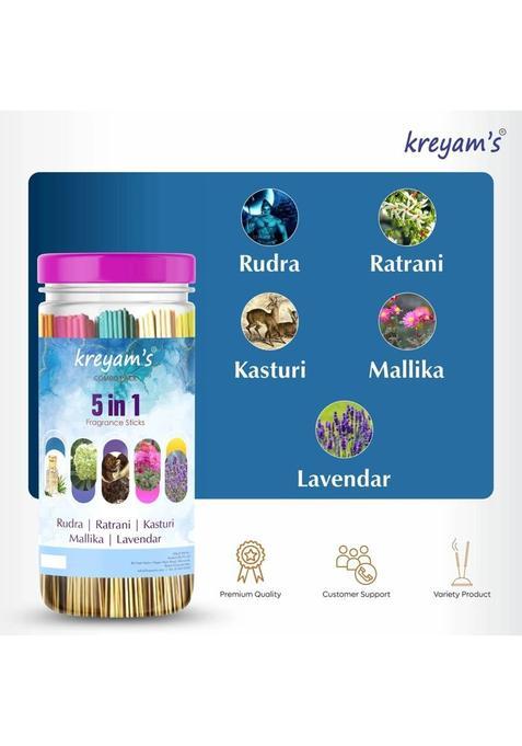 KreyamS Carnival Collection Premium Incense Stick Agarbatti Rudra Ratrani Kasturi Mallika Lavender Pooja Items (225 Units Set Of 1)