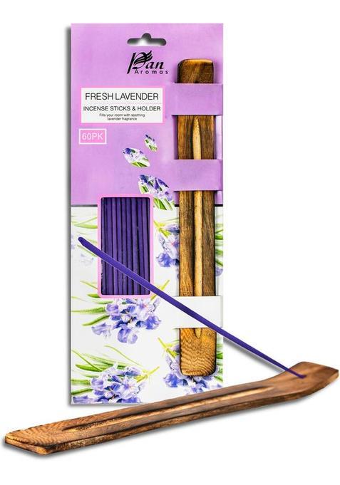 Pan Aromas Home Fragrance - Scented Incense Sticks & Holder Fresh Lavender (60 Units Set Of 1)