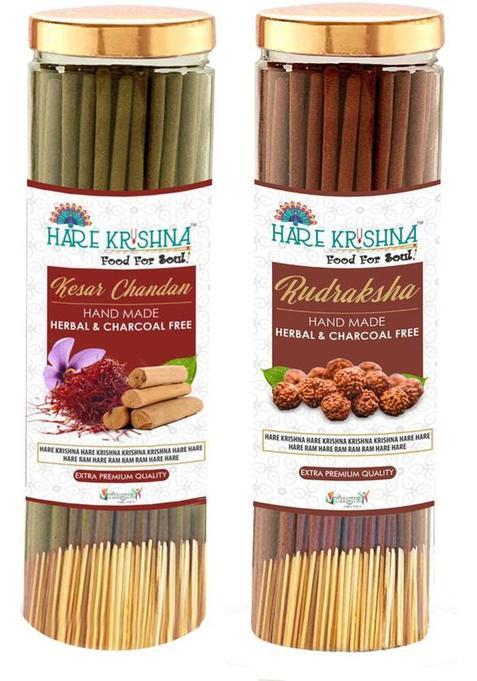 Vringra Kesar Chandan Agarbatti Sticks + Rudraksha - Incense For Pooja, Fragrance, Fragrance (400 G, Set Of 2)