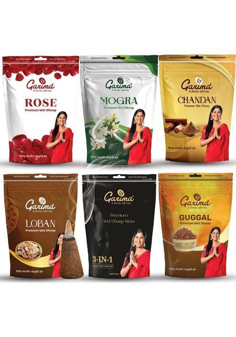 Garima Zipper Dhoop Pouches Combo, (Pack Of 5) Rose, Chandan, Guggal, 3 In 1, Mogra, Loban (5 Units, Set