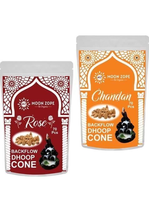 Moon Zope Backflow Dhoop Cones For Pooja Cone Smoke Fountain 140 Pcs Mogra Lavender (140 Units Set Of 2)