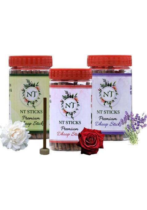Ntsticks Dhoop Sticks Incense Agarbatti (3X100)=300Gram Batti Rose Mogra And Lavender (100 G Set Of 3)