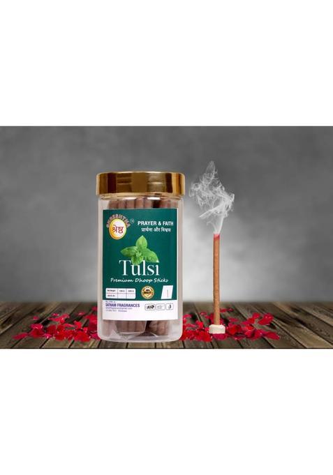 Shreshtha Premium Natural Tulsi Dry Dhoop Incense Sticks Agarbatti (100Gms) Jar (100 G Set Of 1)