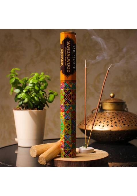 Soulflower Chandan Sandalwood Agarbatti Pooja Incense Sticks Long Lasting Charcoal Free (20 Units Set Of 1)