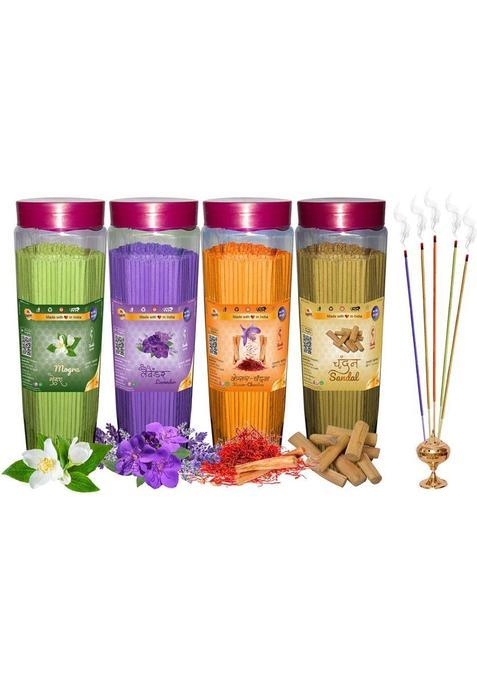 Shankh Mogra Lavender Kesar Chandan & Sandal Agarbatti Pack Of 1200 Gram Fragrances Chandan (Chandan) (300 G Set 4)