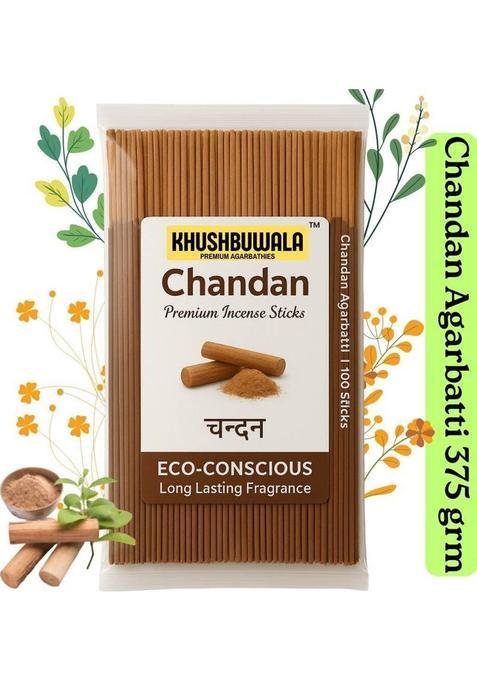Khushbuwala Premiumi Chandan Agarbatti Incense Sticks Dhoop Sandalwood Puja (375 G Set Of 1)
