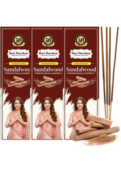 Hari Darshan Sandalwood Premium Masala Agarbatti Incense Sticks - (Pack Of 3 60G Each) Chandan (60 G Set 3)