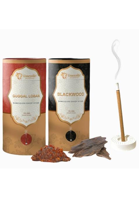 Essenstic 100% Natural Bambooless Dhoop Sticks Special Navratri & Gudi Padwa Pack Of 2 Guggal Loban Blackwood (100 G Set 2)