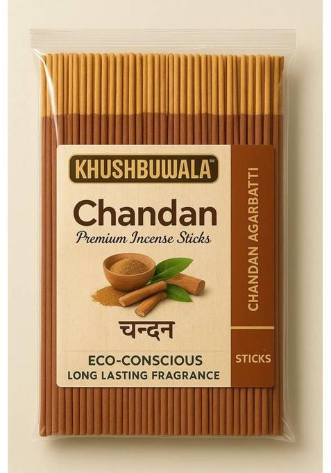 Khushbuwala Premium Chandan Agarbatti Incense Sticks Dhoop Sandalwood Puja (375 G, Set Of 1)